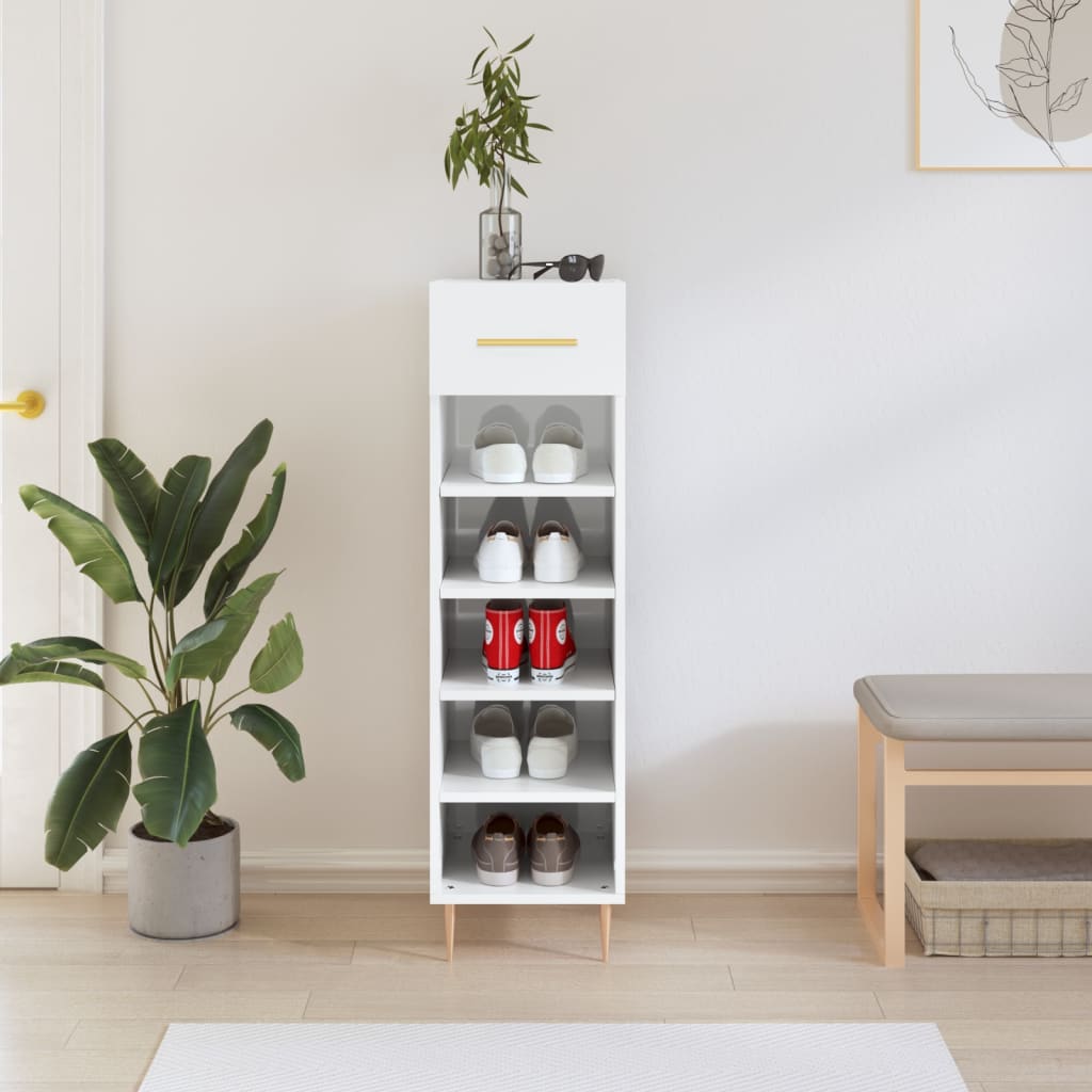 Vidaxx zapatero 30x35x105 cm acabado madera blanco brillo