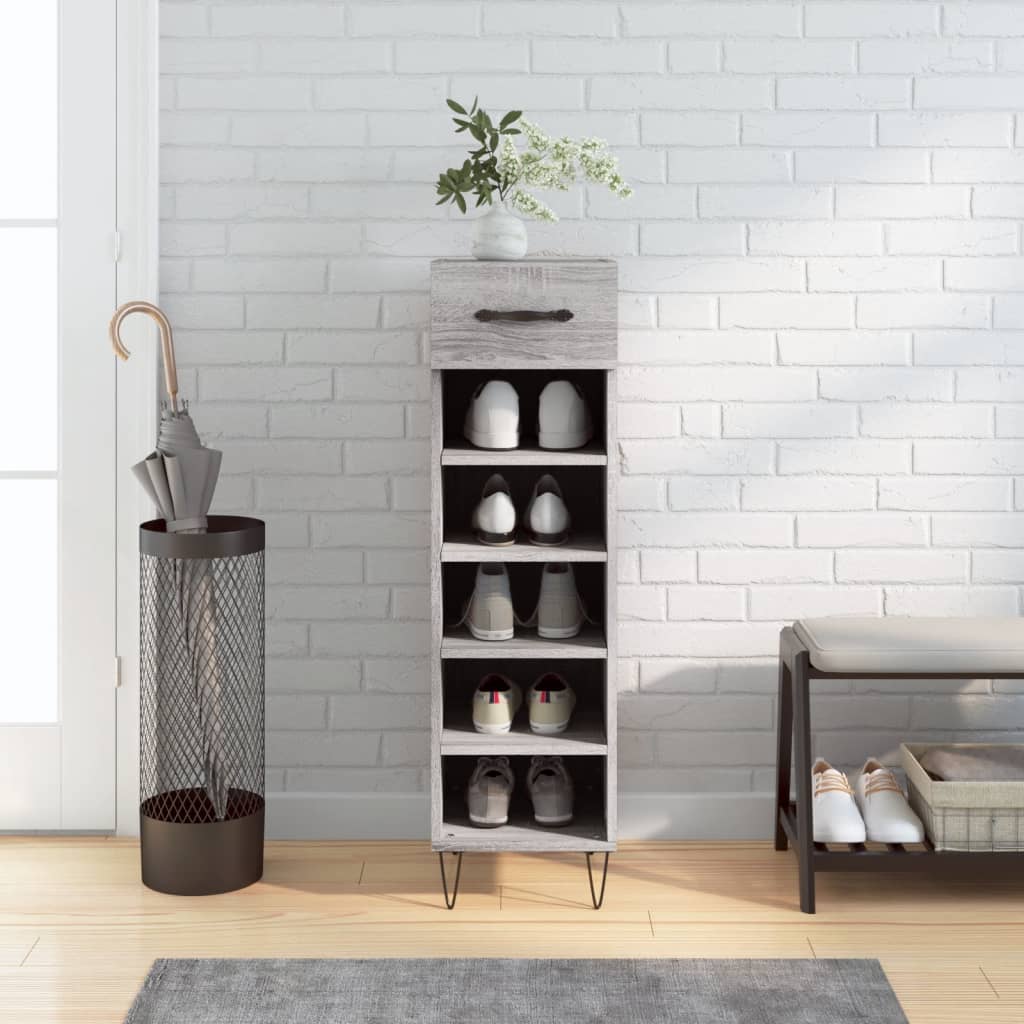 Vidaxx zapatero 30x35x105 cm madera contrachapada color roble sonoma gris