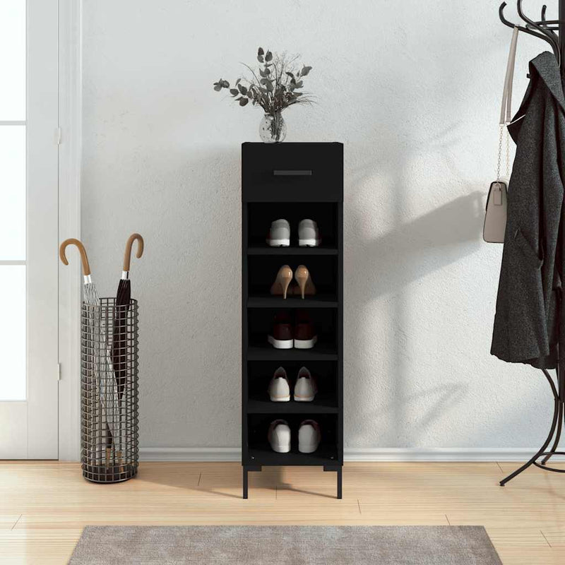 Vidaxl schoenenkast 30x35x105 cm bewerkt hout zwart
