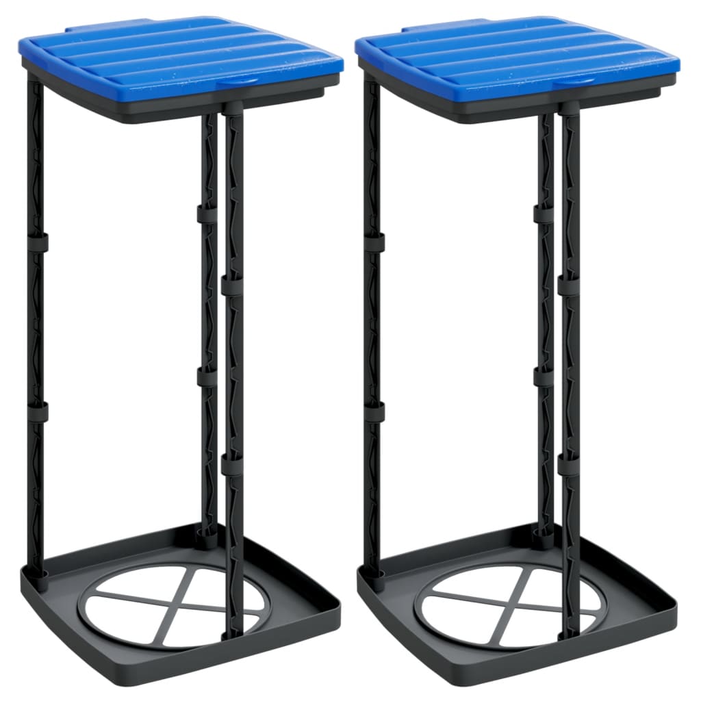 Soportes de bolsa de basura Vidaxl 2 PCS 60 L PP Negro y azul
