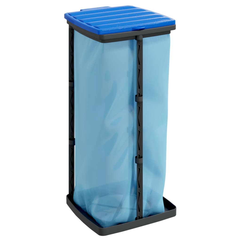 Soportes de bolsa de basura Vidaxl 2 PCS 60 L PP Negro y azul