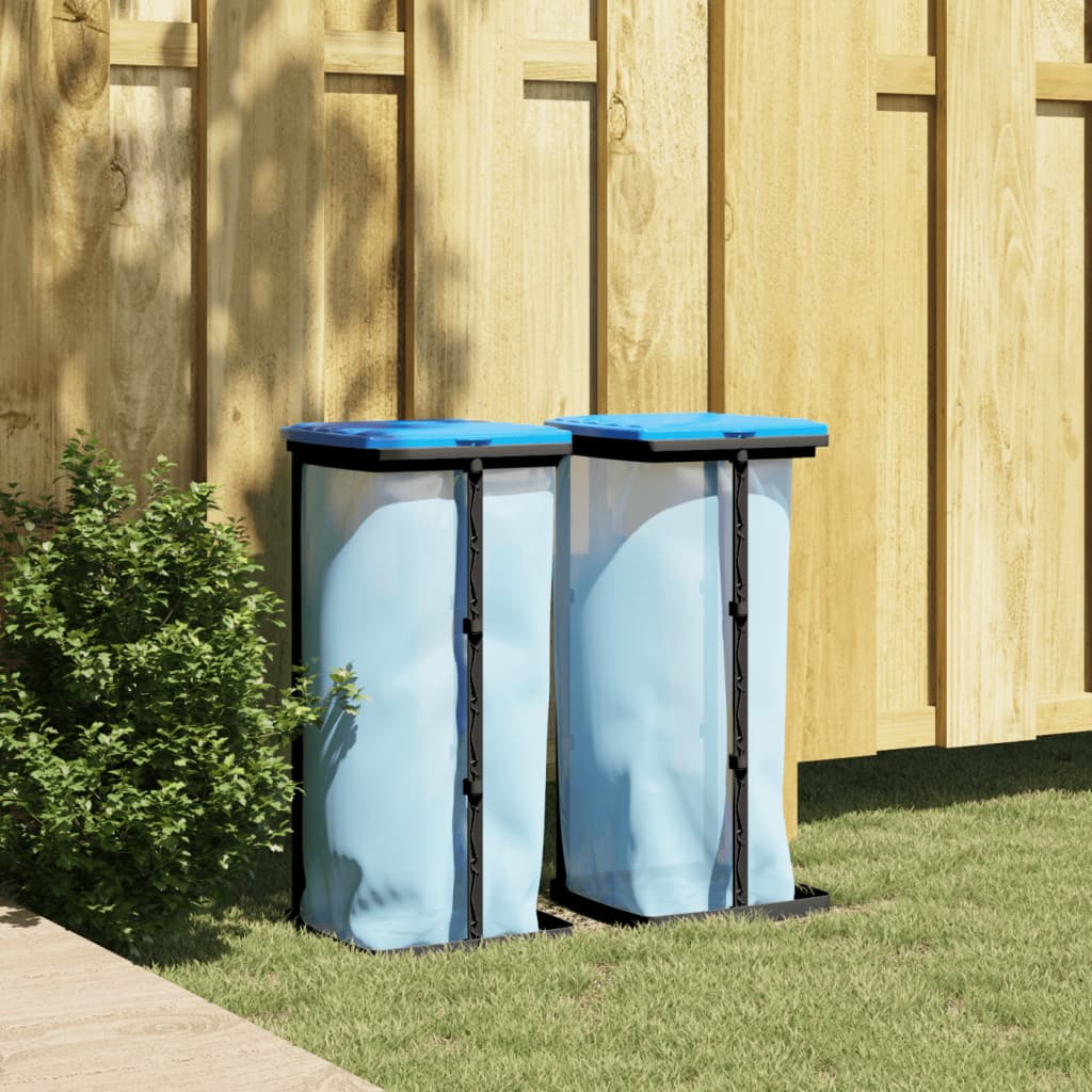 Soportes de bolsa de basura Vidaxl 2 PCS 60 L PP Negro y azul