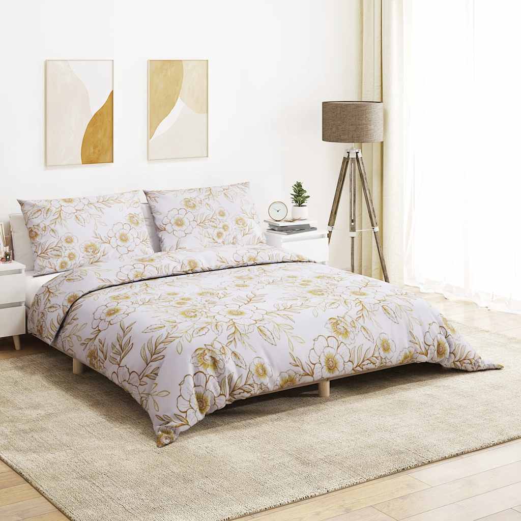 Vidaxl Duvet Crossing Set set 200x200 cm di cotone bianco e marrone