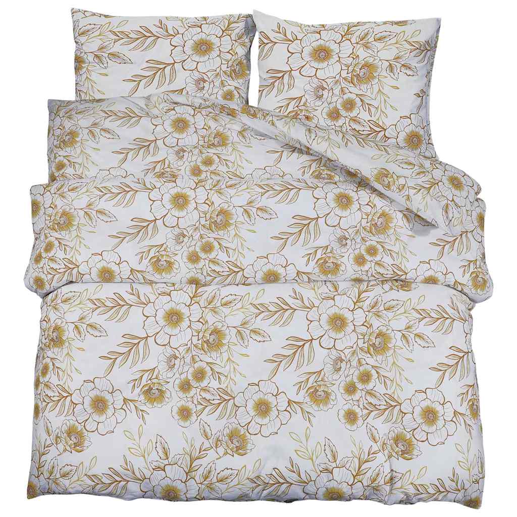 Vidaxl nuvial overray set 240x220 cm algodón blanco y marrón