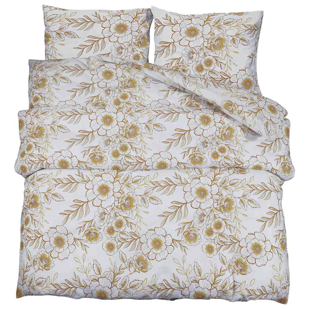Set di coperture per piumini Vidaxl 155x220 cm di cotone bianco e marrone