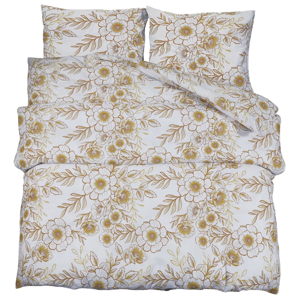 Set di coperture per piumini Vidaxl 155x220 cm di cotone bianco e marrone