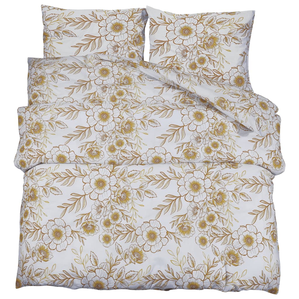 Vidaxl nudor overray set 225x220 cm algodón blanco y marrón