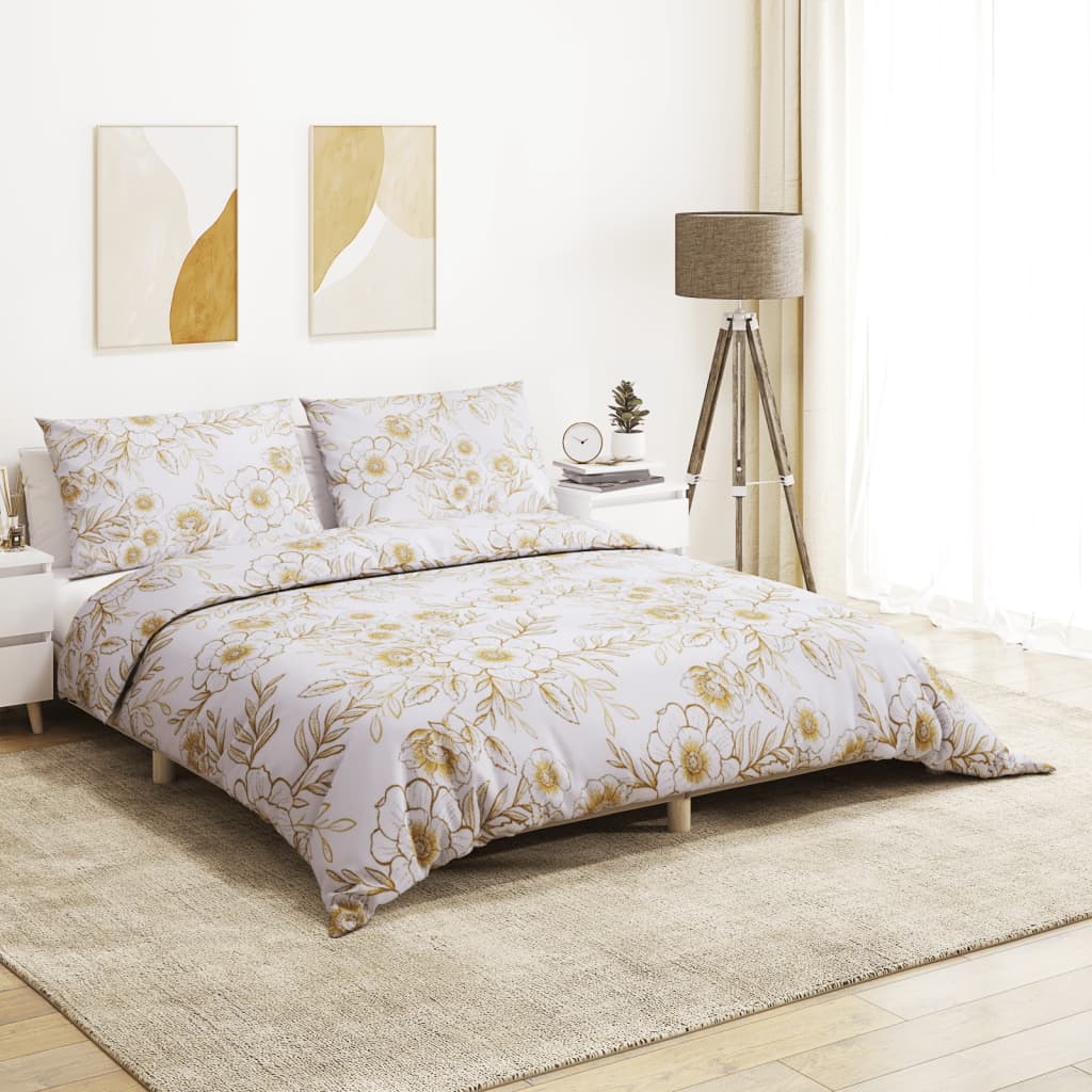Vidaxl nudor overray set 225x220 cm algodón blanco y marrón