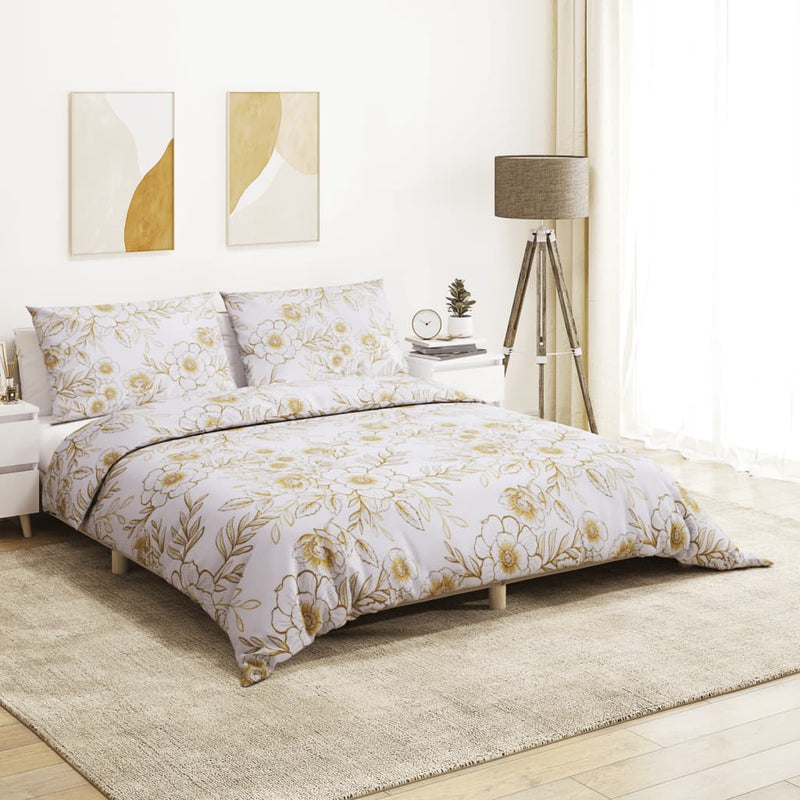 Vidaxl nudor overray set 225x220 cm algodón blanco y marrón