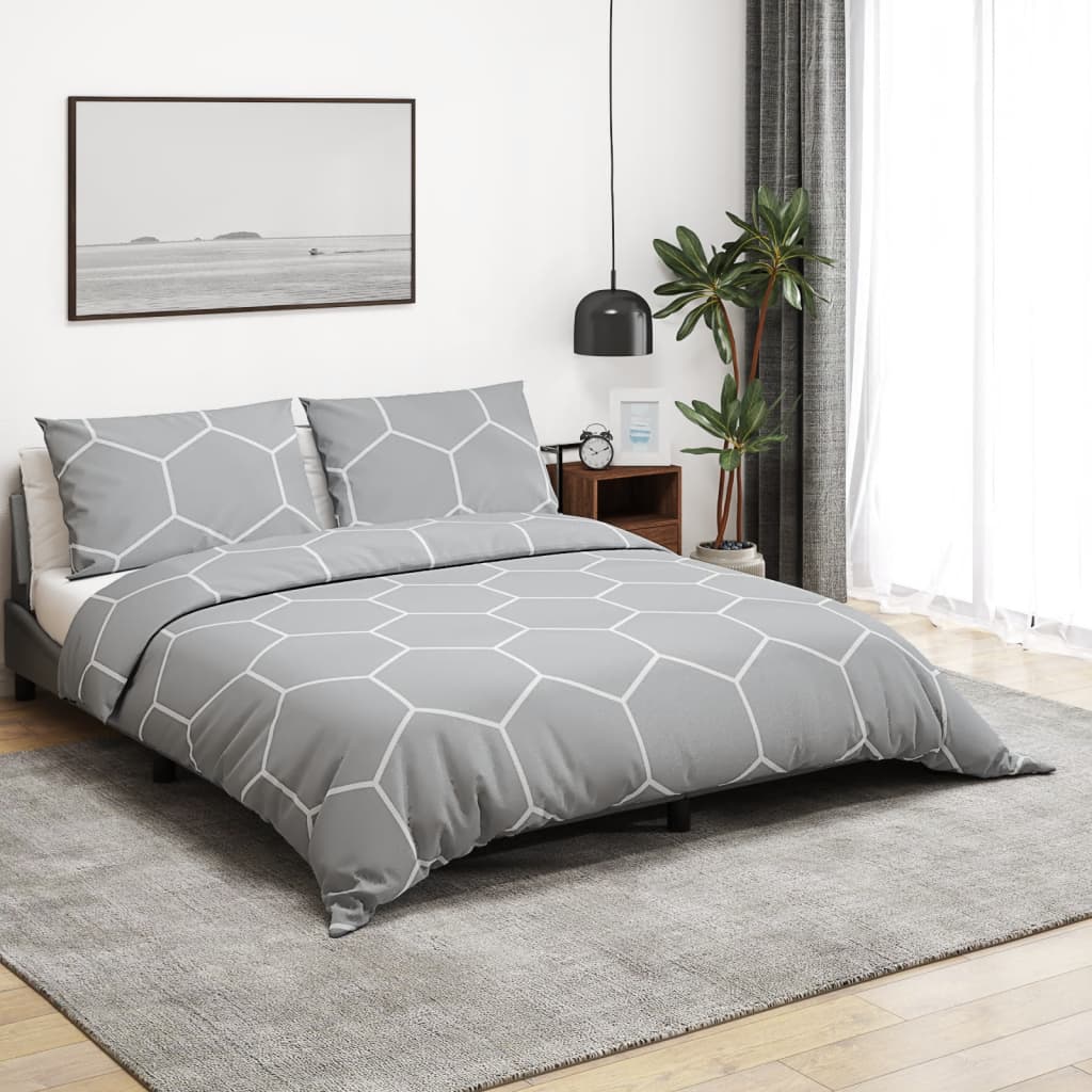 Set de cruce de edredón Vidaxl 240x220 cm de algodón gris