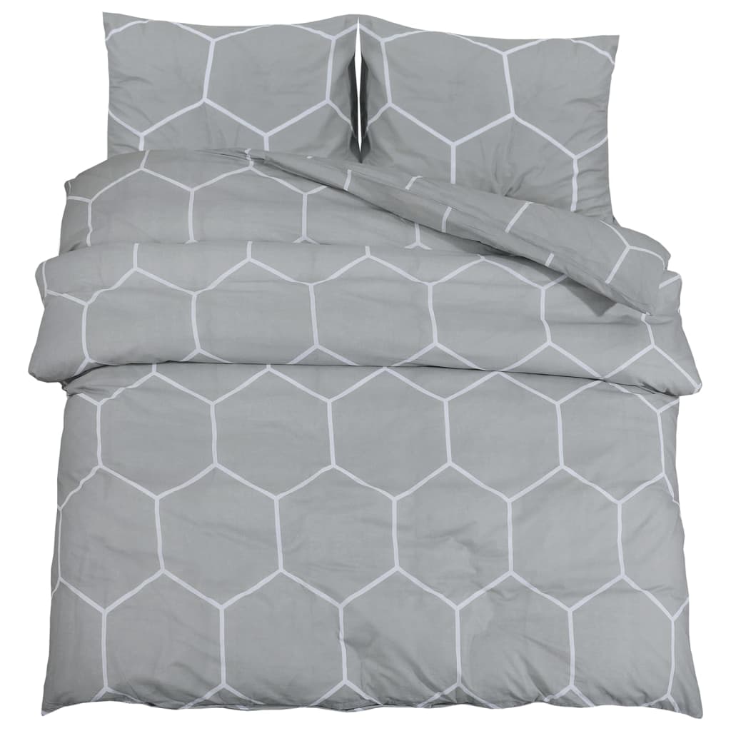 Set de cruce de edredón de Vidaxl 155x220 cm de algodón gris