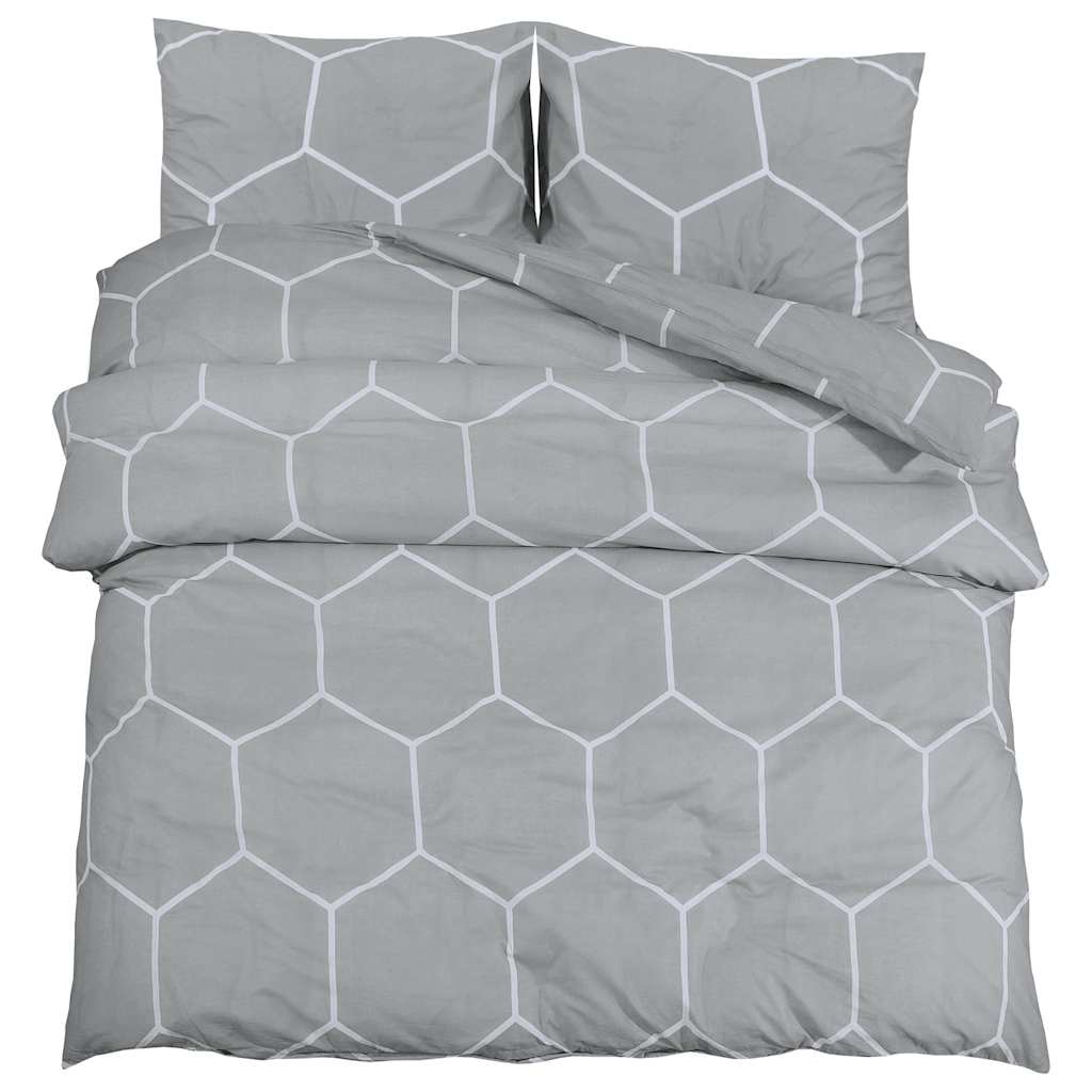 Set de cruce de edredón de Vidaxl 155x220 cm de algodón gris