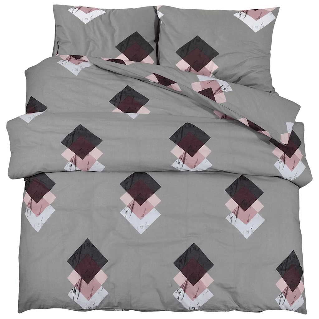 Vidaxl Set di attraversamento del piumone 240x220 cm di cotone grigio