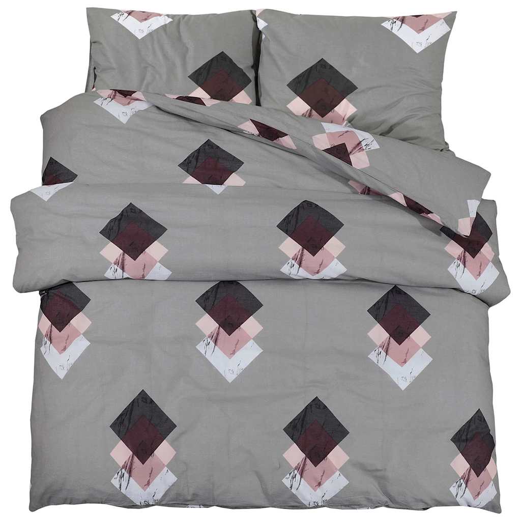 Set de cruce de edredón de Vidaxl 155x220 cm de algodón gris