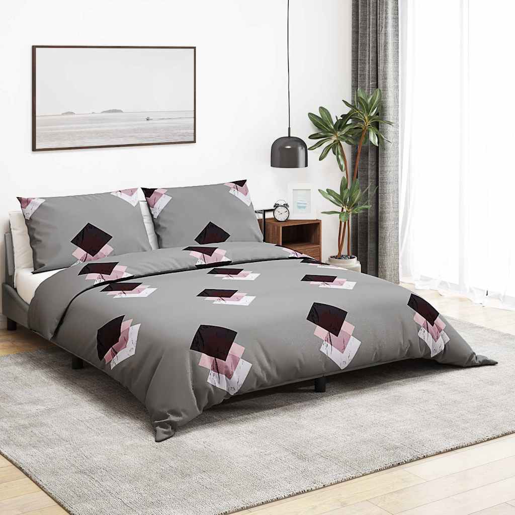 Set de cruce de edredón de Vidaxl 155x220 cm de algodón gris