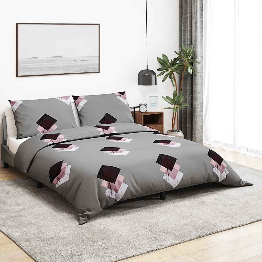 Set de cruce de edredón de Vidaxl 155x220 cm de algodón gris