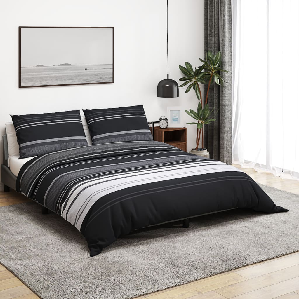 Vidaxl Duvet Crossing Set set 200x200 cm in bianco e nero