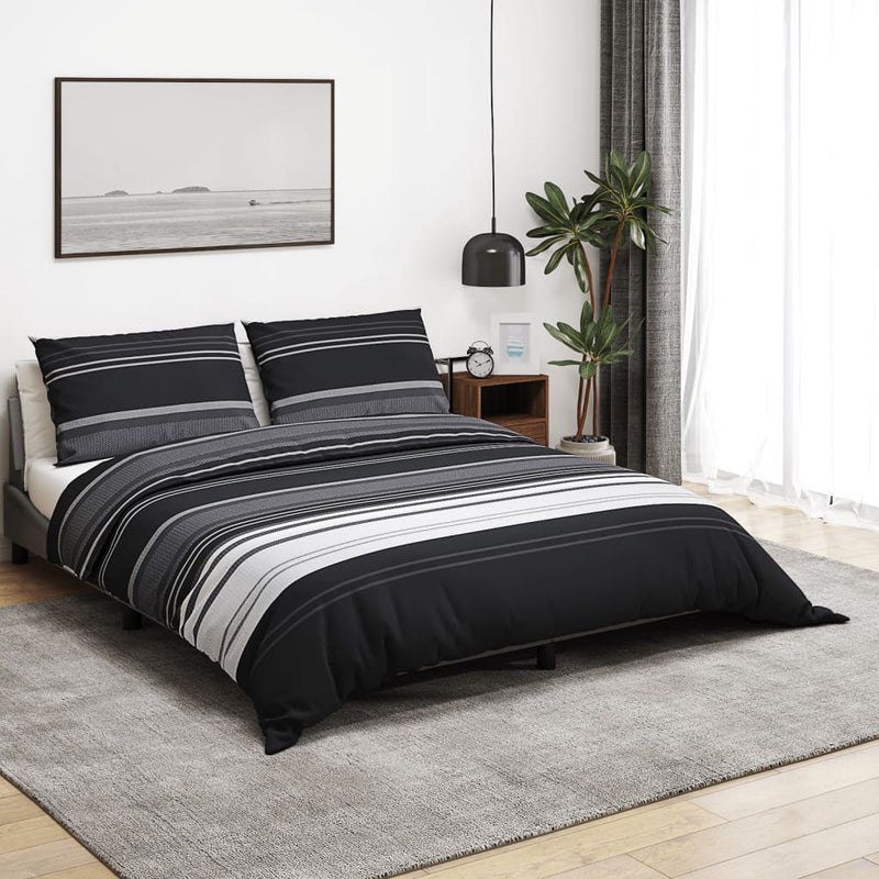 Set di coperture per piumini Vidaxl 155x220 cm in bianco e nero