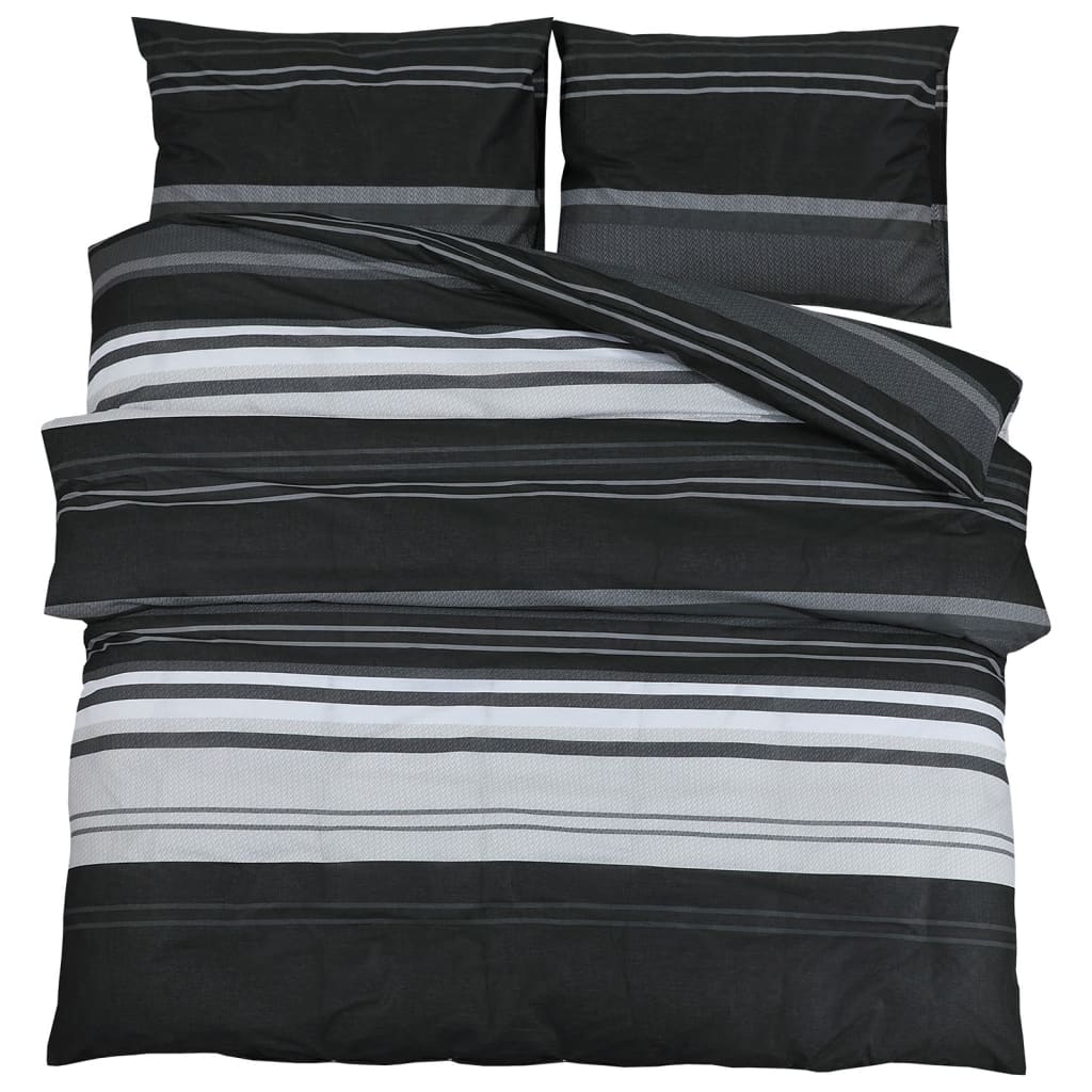 Vidaxl Duvet Overlay Set 200x220 cm Cotone Black and White