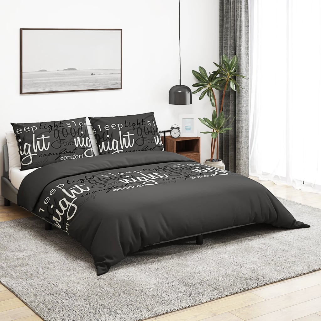 Vidaxl Duvet Overlay Set 135x200 cm di cotone nero