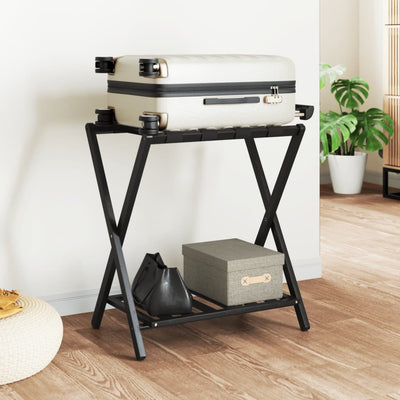 vidaxl Portapacchi Nero 68x38x58 cm in Bambù