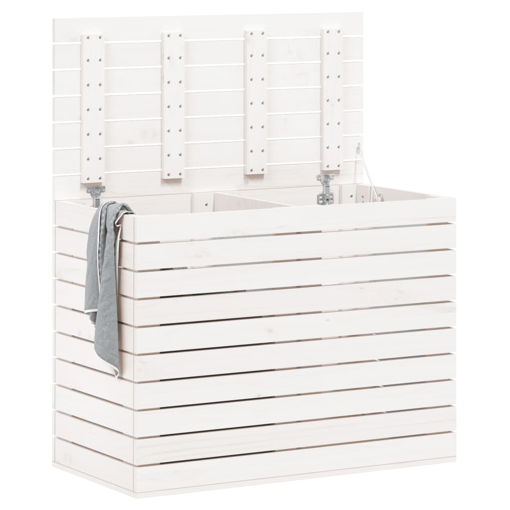 Canasta de lavandería Vidaxl 88.5x44x66 cm de pino sólido blanco