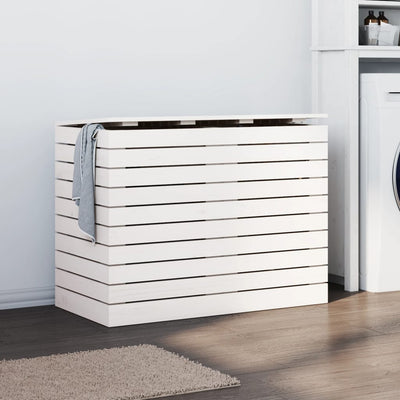Vidaxl Laundry Basket 88.5x44x66 cm Pino solido bianco