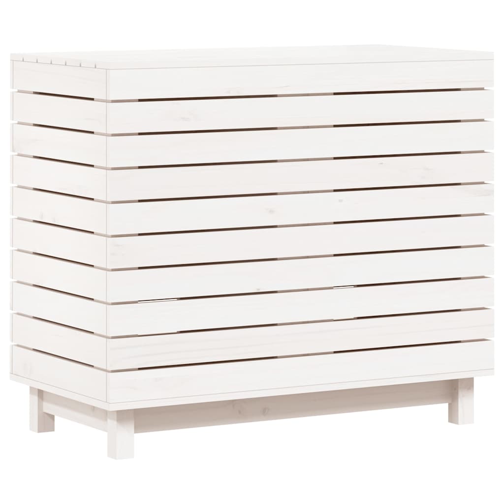 Canasta de lavandería Vidaxl 88.5x44x76 cm de pino sólido blanco