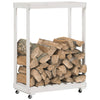 Soporte de bloques de madera Vidaxl con ruedas 76.5x40x108 cm Pino sólido blanco blanco