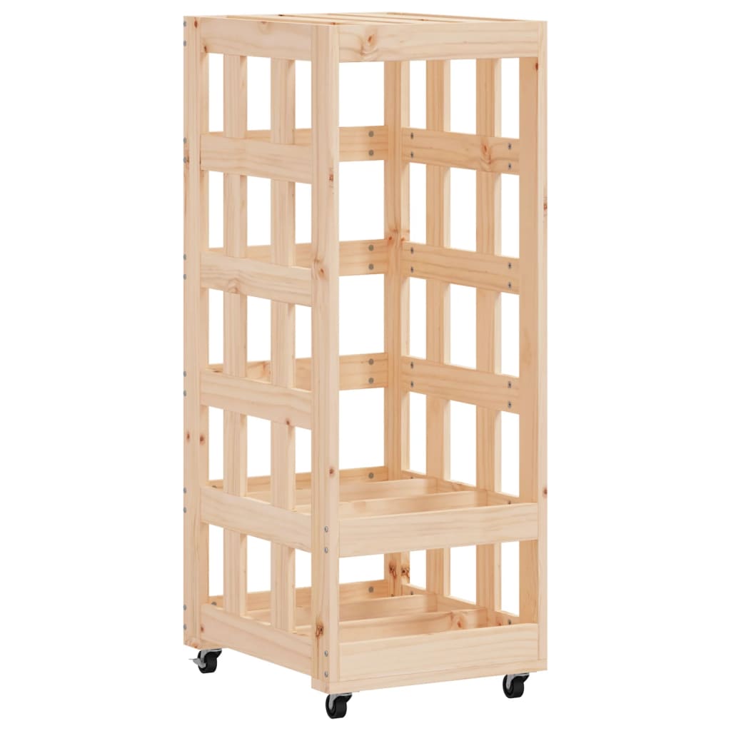 Soporte de bloques de madera Vidaxl con ruedas 40x49x110 cm de pino sólido