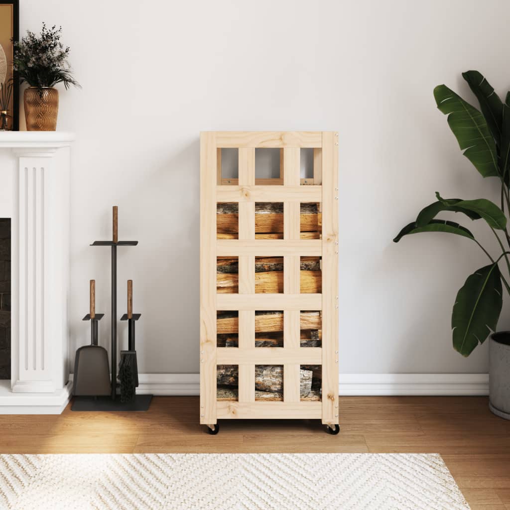 Soporte de bloques de madera Vidaxl con ruedas 40x49x110 cm de pino sólido