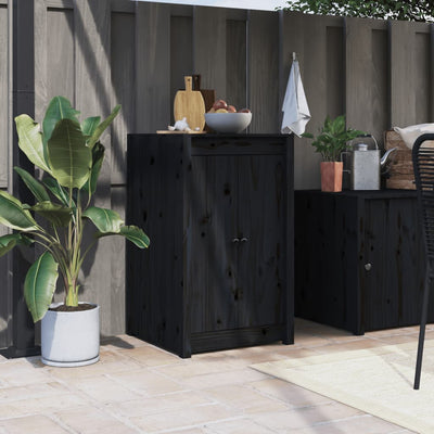 Puertas de gabinete Vidaxl para cocina al aire libre 50x9x82 cm de madera de pino negra