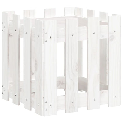 Scatola di pianificazione Vidaxl con design di recinzione 40x40x40 cm Pino solido bianco