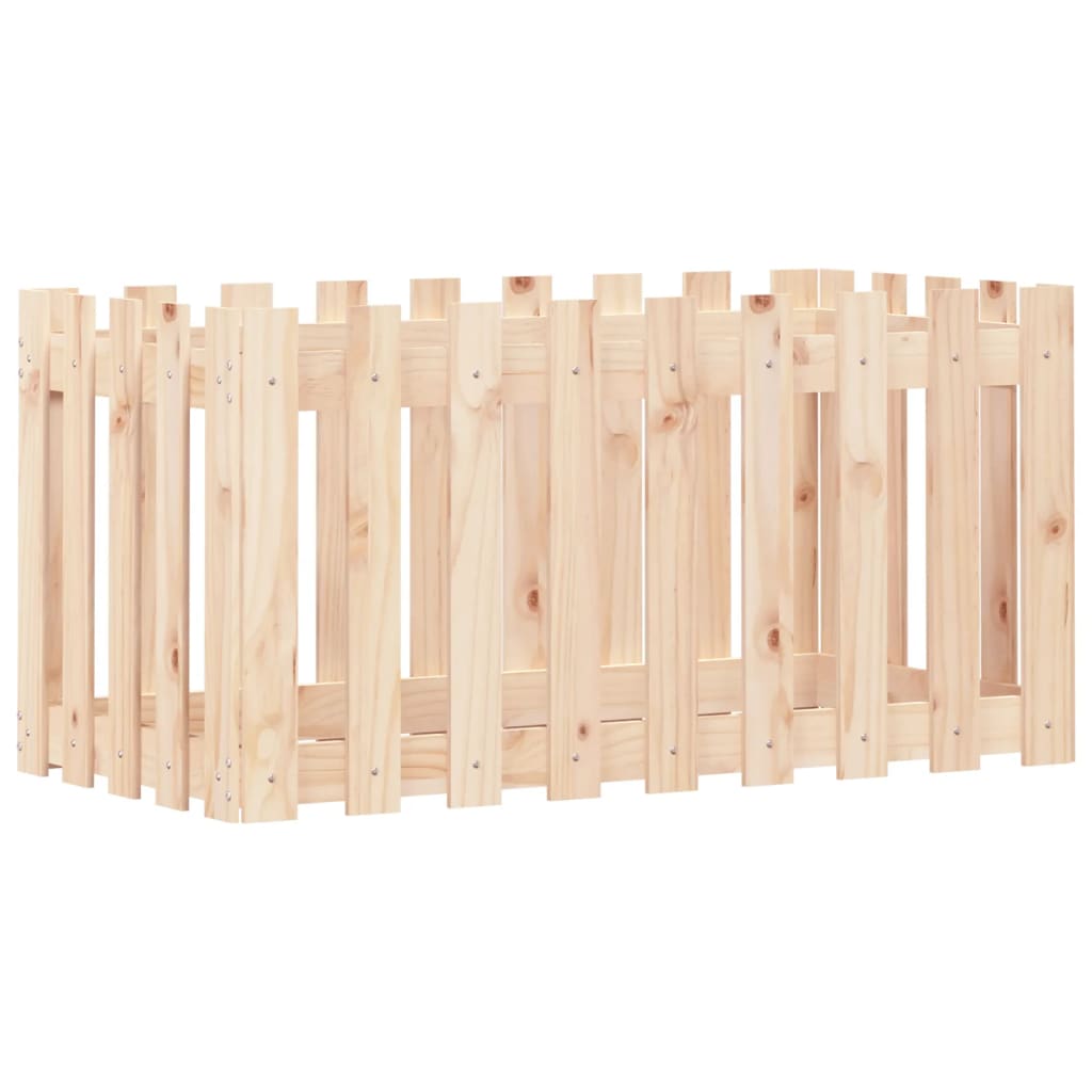 Plantador Vidaxl elevado con cercas de madera de pino 100x50x50 cm
