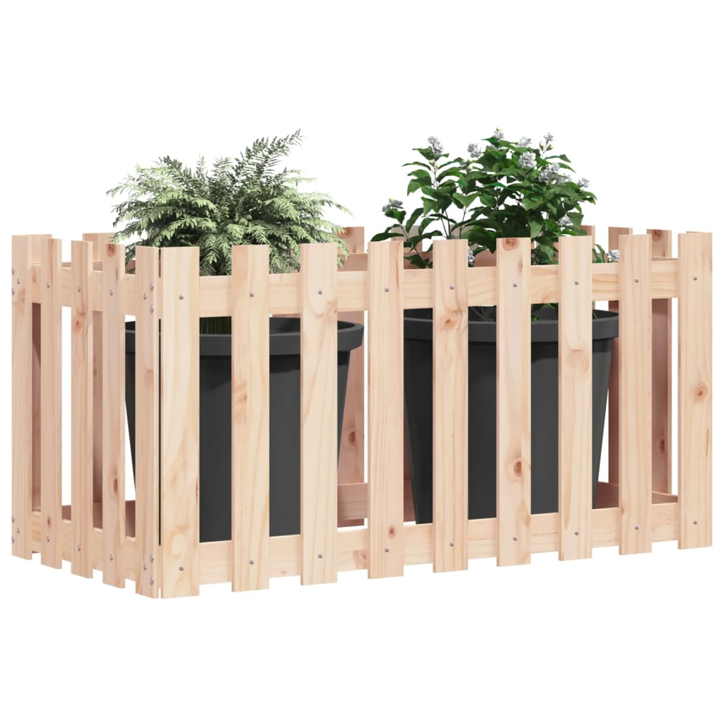 Plantador Vidaxl elevado con cercas de madera de pino 100x50x50 cm