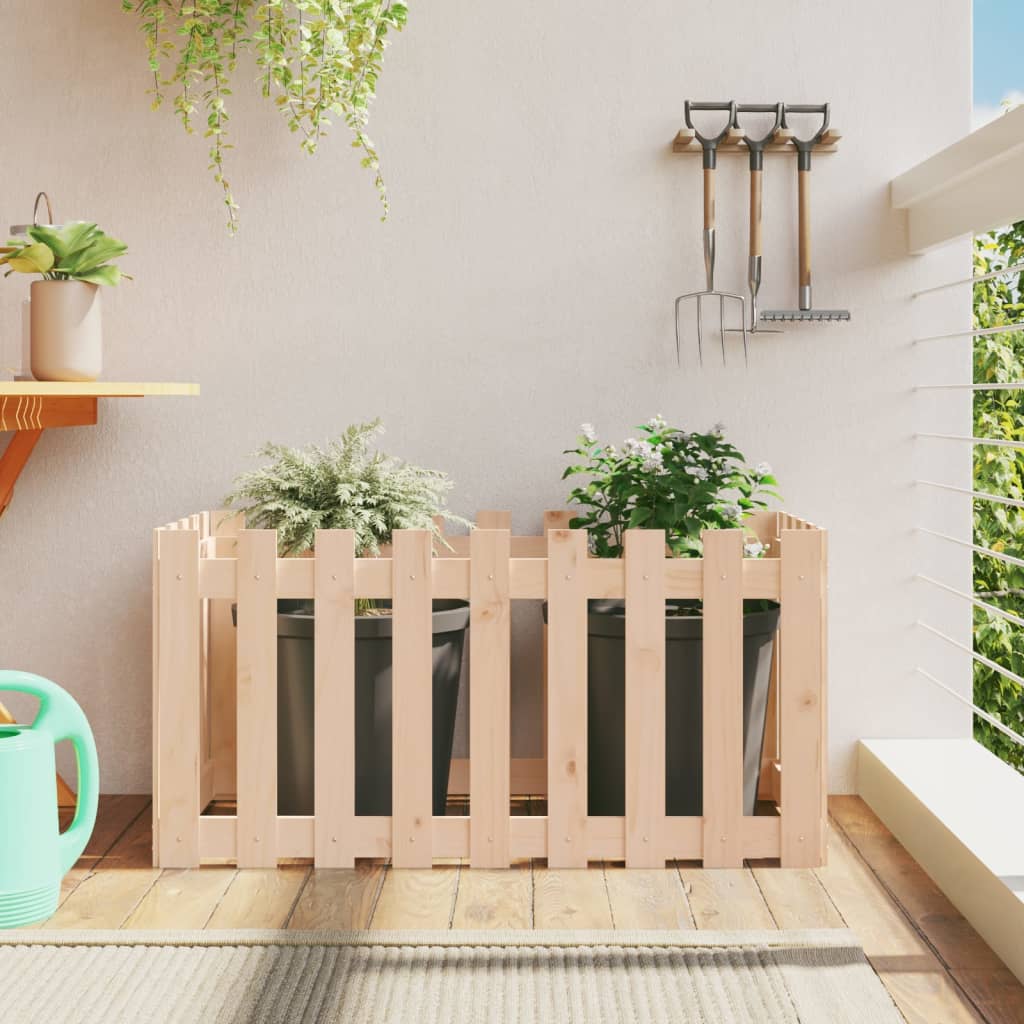 Plantador Vidaxl elevado con cercas de madera de pino 100x50x50 cm