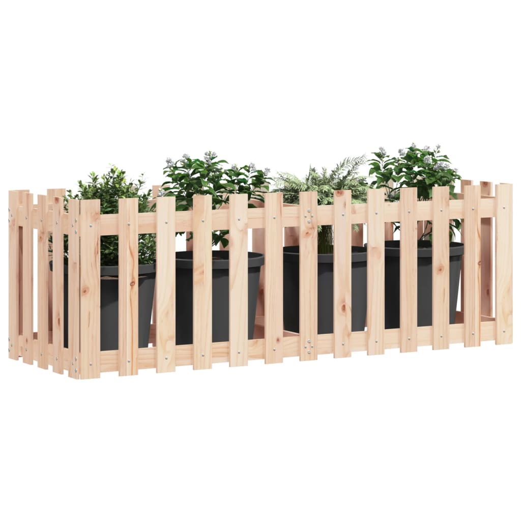 Plantador Vidaxl elevado con diseño de valla 150x50x50 cm de madera de pino