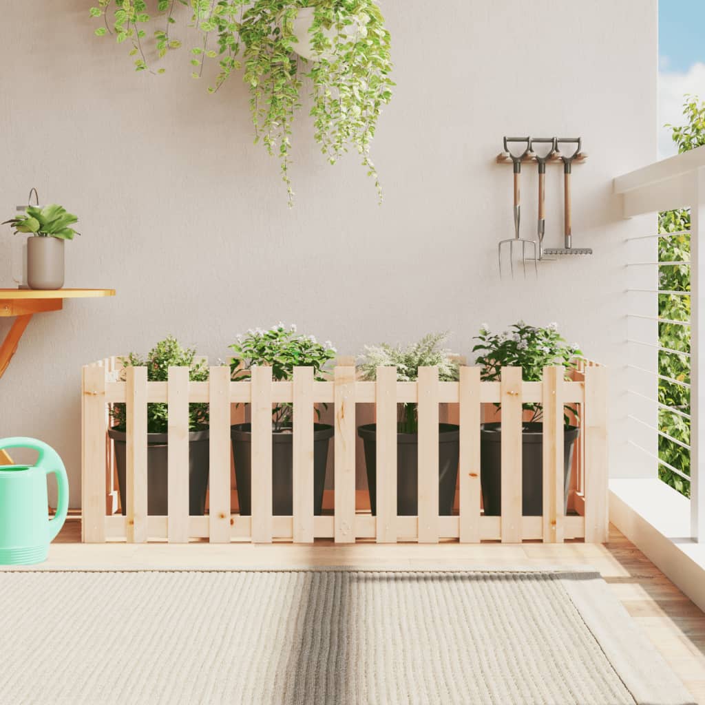 Plantador Vidaxl elevado con diseño de valla 150x50x50 cm de madera de pino