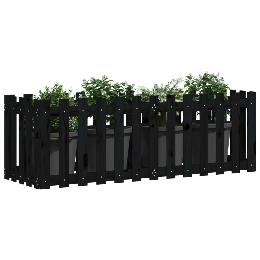 Caja de planificación Vidaxl Cercado elevado 150x50x50 cm Pine Wood Negro