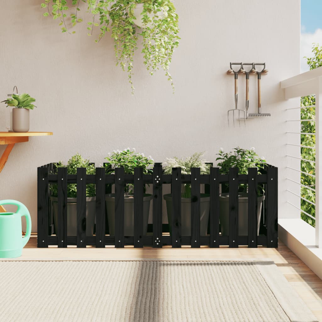 Caja de planificación Vidaxl Cercado elevado 150x50x50 cm Pine Wood Negro
