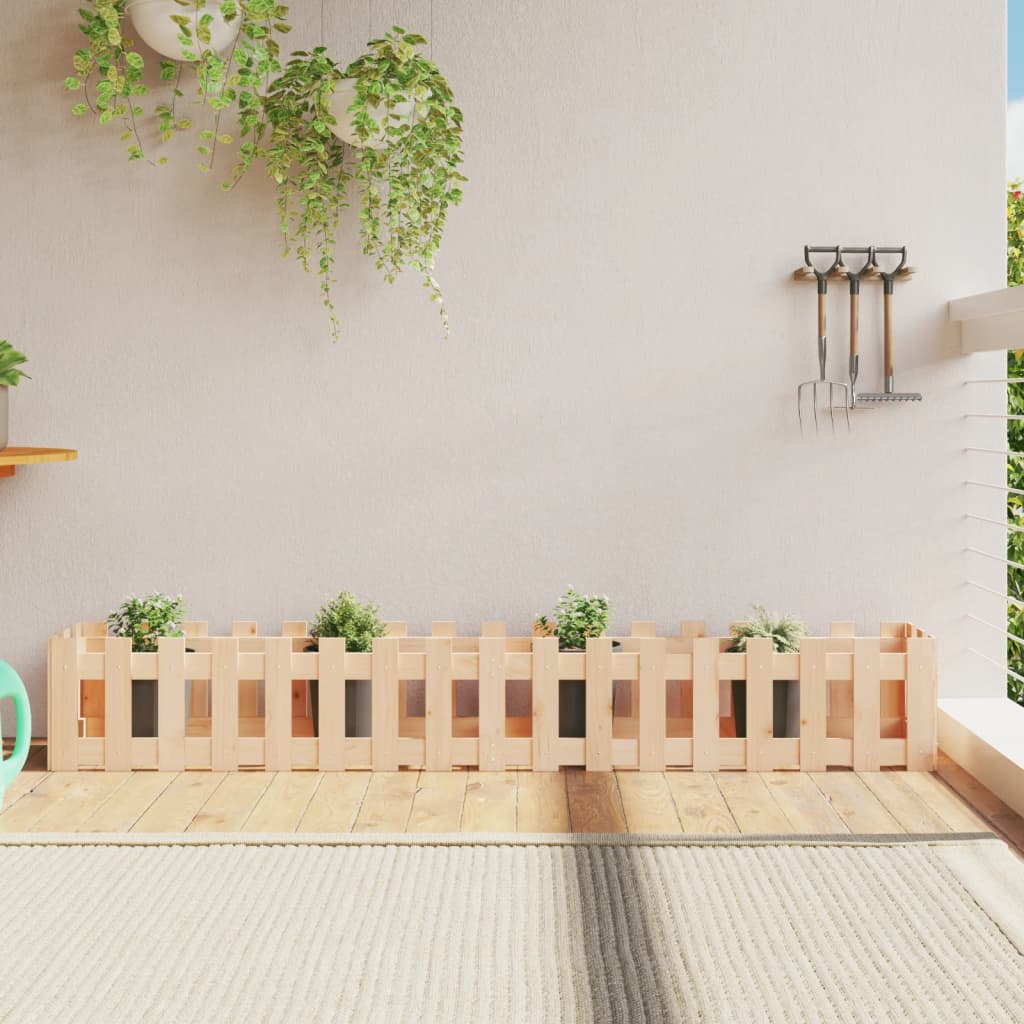 Plantador Vidaxl elevado con diseño de la cerca 200x30x30 cm de madera de pino