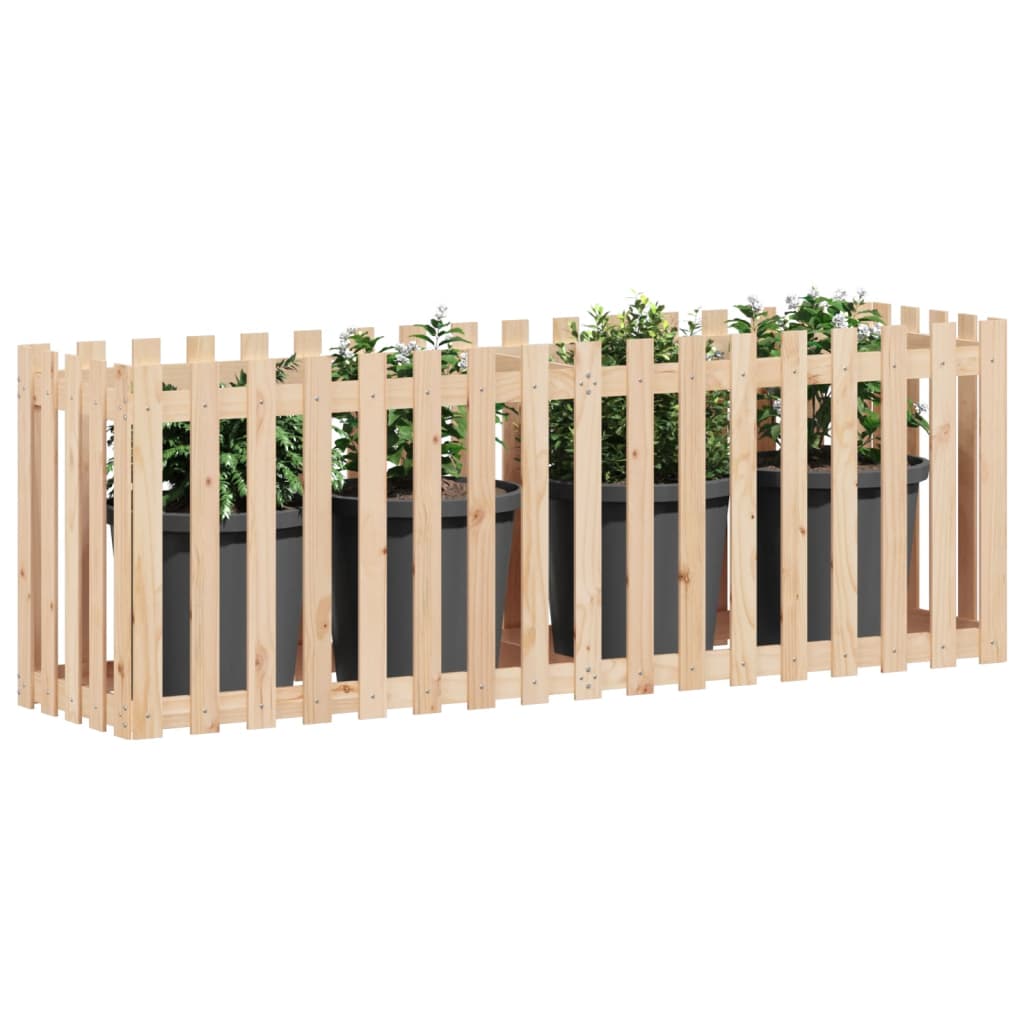 Plantador Vidaxl elevado con diseño de cerca 200x50x70 cm de madera de pino