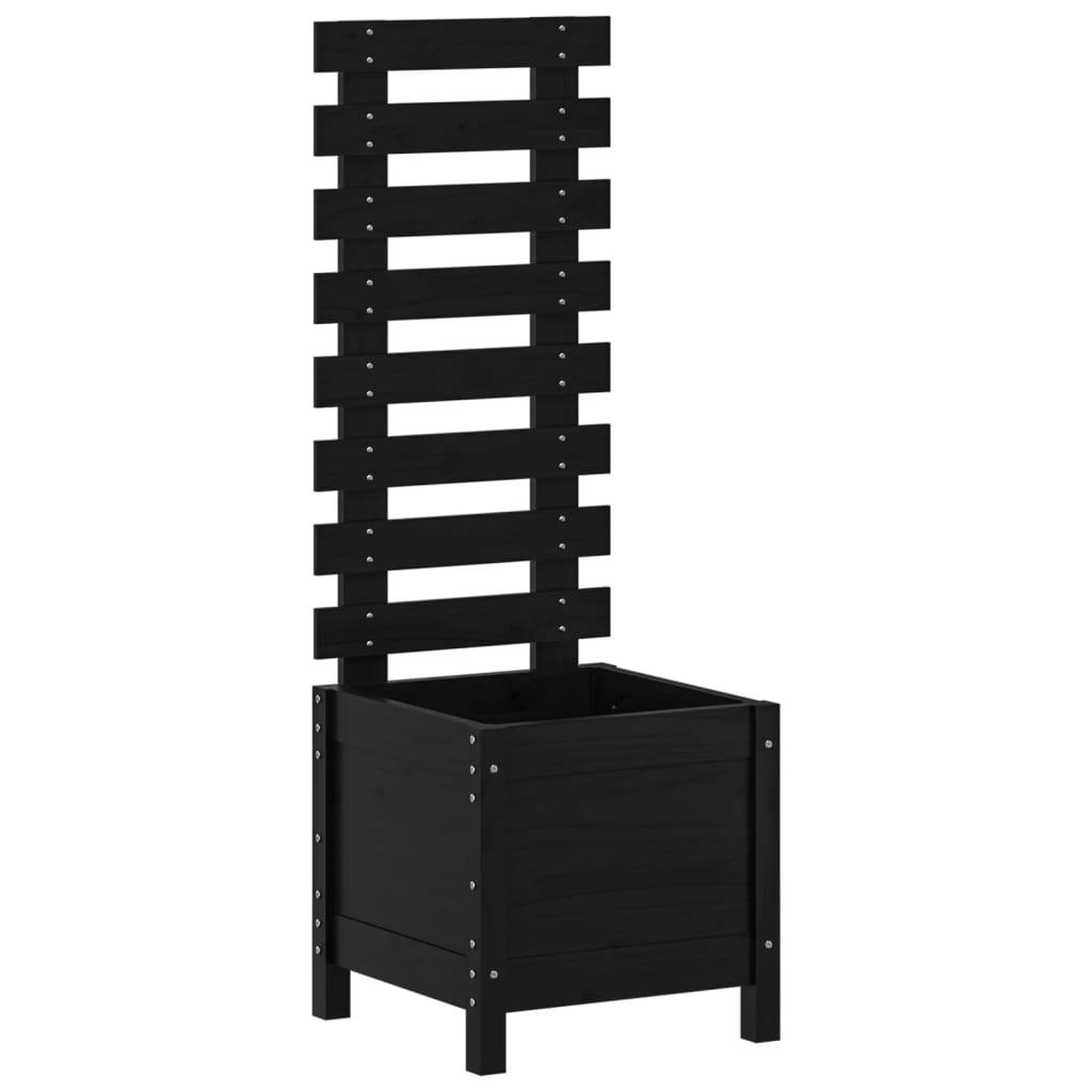 Plantera Vidaxl con estante 39x39.5x114 cm de pino sólido negro