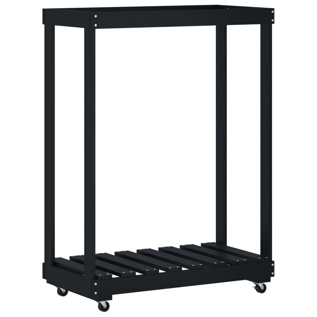 Soporte de bloques de madera Vidaxl con ruedas 76.5x40x108 cm de madera de pino