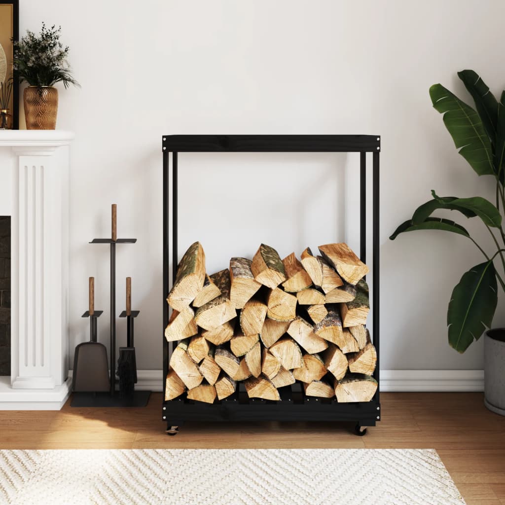 Soporte de bloques de madera Vidaxl con ruedas 76.5x40x108 cm de madera de pino