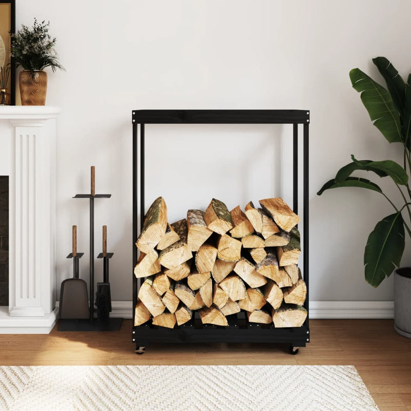 Soporte de bloques de madera Vidaxl con ruedas 76.5x40x108 cm de madera de pino