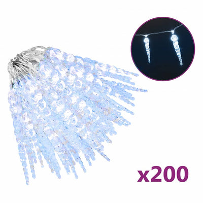 Vidaxl Iluminación navideña ICules 200 LED blancos fríos de 20 m PVC acrílico
