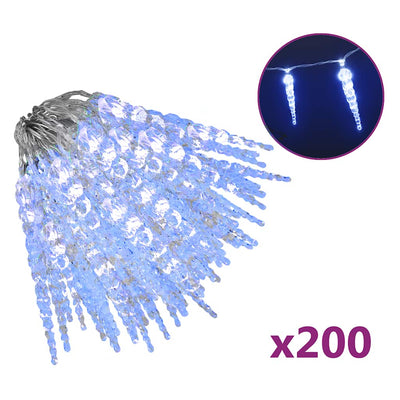 VidaXL Luci natalizie ghiaccioli 200 LED blu 20 m PVC acrilico