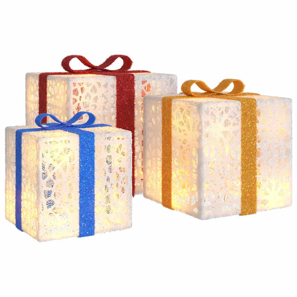Vidaxl Christmas Figure Gift Box 3 St Lighten 64 LED WORK -WHITE
