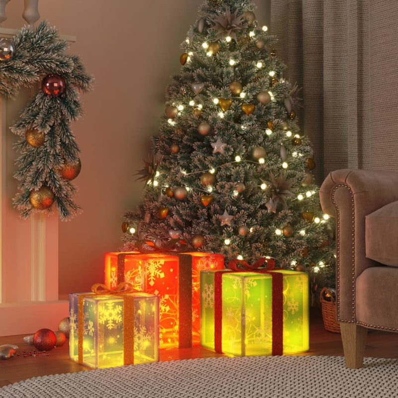 Vidaxl Christmas Figure Gift Box 3 St Lighten 64 LED WORK -WHITE